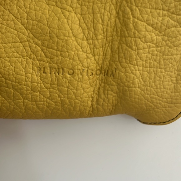 Plinio Visona Italy Yellow Leather Crossbody Bag Zippered - Picture 2 of 9